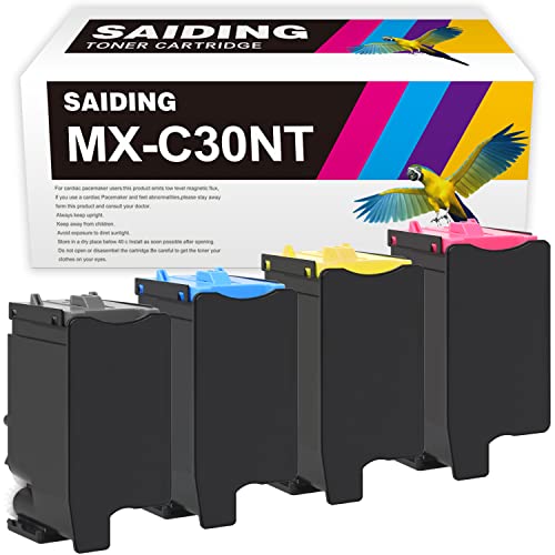 SAIDING Comptible Toner Cartridge Replacement for MX-C30NT-B MX-C30NT-C MX-C30NT-M MX-C30NT-Y for Sharp MX-C30NT MX-C301W MX-C250F C300P C300W C301W C303W C304W C305W C306W Printer (4 Pack)