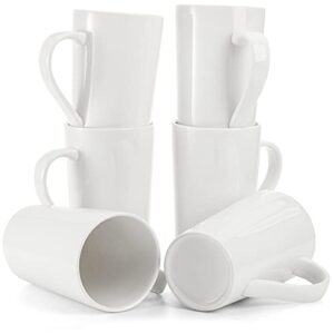 jucoan 6 pack 16oz blank porcelain mug, pure white ceramic coffee mug tea cup with large handle, large sized restaurant ceramic mugs for tea latte cappuccino milk cocoa