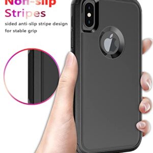 Diverbox for iPhone X Case/iPhone Xs Case [Shockproof] [Dropproof] [Tempered Glass Screen Protector ] Heavy Duty Protection Phone Case Cover for Apple iPhone X/XS (Black)