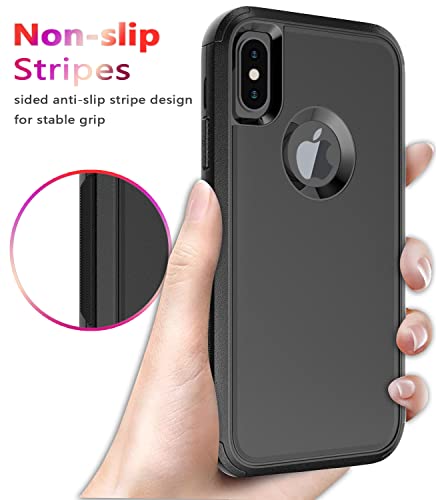 Diverbox for iPhone X Case/iPhone Xs Case [Shockproof] [Dropproof] [Tempered Glass Screen Protector ] Heavy Duty Protection Phone Case Cover for Apple iPhone X/XS (Black)