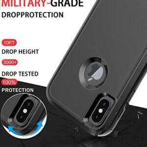 Diverbox for iPhone X Case/iPhone Xs Case [Shockproof] [Dropproof] [Tempered Glass Screen Protector ] Heavy Duty Protection Phone Case Cover for Apple iPhone X/XS (Black)