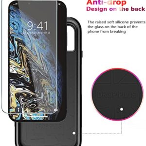 Diverbox for iPhone X Case/iPhone Xs Case [Shockproof] [Dropproof] [Tempered Glass Screen Protector ] Heavy Duty Protection Phone Case Cover for Apple iPhone X/XS (Black)