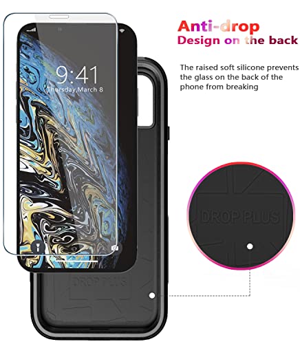 Diverbox for iPhone X Case/iPhone Xs Case [Shockproof] [Dropproof] [Tempered Glass Screen Protector ] Heavy Duty Protection Phone Case Cover for Apple iPhone X/XS (Black)