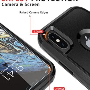 Diverbox for iPhone X Case/iPhone Xs Case [Shockproof] [Dropproof] [Tempered Glass Screen Protector ] Heavy Duty Protection Phone Case Cover for Apple iPhone X/XS (Black)