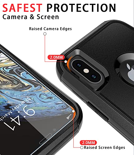 Diverbox for iPhone X Case/iPhone Xs Case [Shockproof] [Dropproof] [Tempered Glass Screen Protector ] Heavy Duty Protection Phone Case Cover for Apple iPhone X/XS (Black)