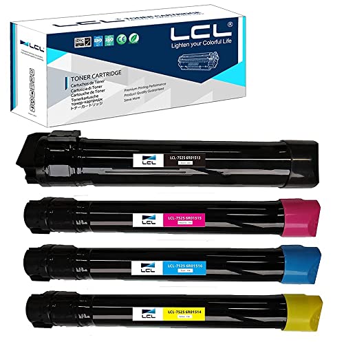 LCL Compatible Toner Cartridge Replacement for Xerox WorkCentre 7525 7835 7845 7530 7535 7545 7556 7830 7845 7855 6R01513 006R01513 006R01516 006R01515 006R01514 (4-Pack Black Cyan Magenta Yellow)