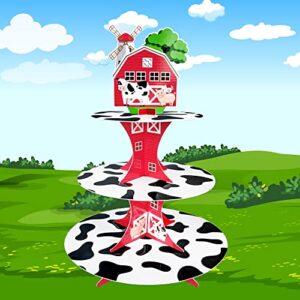 farm animal cupcake stand, farm birthday party supplies for welcome baby kids boys girls farm theme birthday party decorations 3 tier cupcake tower