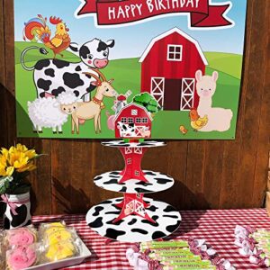 Farm Animal Cupcake Stand, Farm Birthday Party Supplies for Welcome Baby Kids Boys Girls Farm Theme Birthday Party Decorations 3 Tier Cupcake Tower