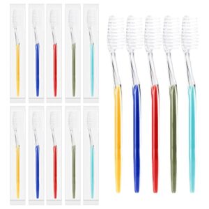 homvle 200 packs disposable toothbrushes individually wrapped, medium soft bristle travel toothbrushes bulk for adults/kids hotel toiletries, 5 colors.