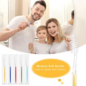 Homvle 200 Packs Disposable Toothbrushes Individually Wrapped, Medium Soft Bristle Travel Toothbrushes Bulk for Adults/Kids Hotel Toiletries, 5 Colors.