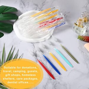 Homvle 200 Packs Disposable Toothbrushes Individually Wrapped, Medium Soft Bristle Travel Toothbrushes Bulk for Adults/Kids Hotel Toiletries, 5 Colors.