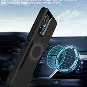 Dahkoiz for Oneplus Nord N20 5G Case, [Built-in Dustproof Cap],[Work with Magnetic Car Mount], Full Body Protection Silicone Rubber Protective Cover Phone Case for Oneplus Nord N20 5G, Black/Black