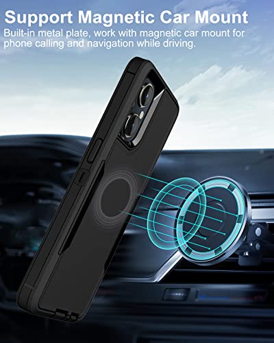Dahkoiz for Oneplus Nord N20 5G Case, [Built-in Dustproof Cap],[Work with Magnetic Car Mount], Full Body Protection Silicone Rubber Protective Cover Phone Case for Oneplus Nord N20 5G, Black/Black