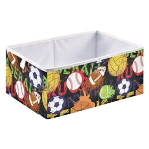 ollabaky sport balls storage bins collapsible fabric storage cube basket toy bin cloth storage organizer for closet shelves nursery, r