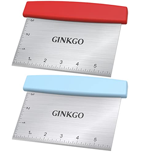GINKGO Stainless Steel Bench Scraper Red and Blue