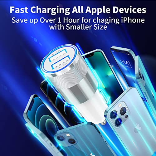 [Apple MFi Certified] iPhone Car Charger, KYOHAYA 4.8A Dual Port USB Smart Power Fast Car Charger with 2 Pack Lightning Cord Quick Car Charging for iPhone 14 13 12 11 Pro Max/XS/XR/X/8/SE/iPad/AirPods