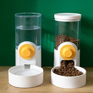cat food and water feeder dispenser set, hanging automatic gravity feeder for puppy, dog, cat and most small animals (white)