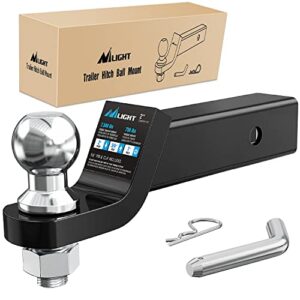 nilight trailer hitch ball mount with 2-inch trailer ball & 5/8" hitch pin clip fits 2-inch receiver 7500 lbs 2" drop,2 years warranty