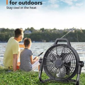 Outdoor Fans for Patios Waterproof, Rechargeable Fan 15750mAh Battery Industrial Fans 1700 CFM Airflow, Stepless Speed Black