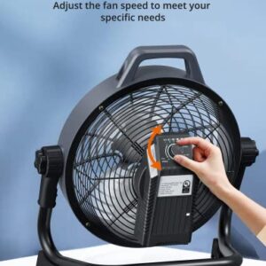 Outdoor Fans for Patios Waterproof, Rechargeable Fan 15750mAh Battery Industrial Fans 1700 CFM Airflow, Stepless Speed Black