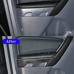 taruisixt for Ford Ranger 2015 2016 2017 2018 2019 2020 2021 Real Carbon Fiber （Soft） Car Back Row Inner Door Decorative 3D Sticker Car Interior Accessories