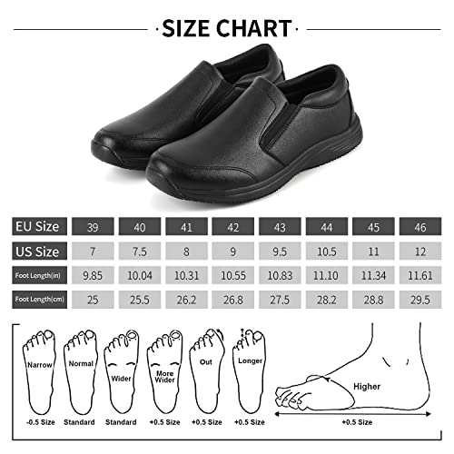 TIFMXWI Men's and Women's Food Service Shoes, Professional Non Slip Oil Water Resistant Chef Shoes，no Laces Comfort Restaurant, Work & Safety Footwear（Black 43）