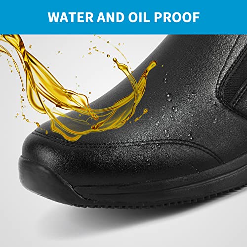 TIFMXWI Men's and Women's Food Service Shoes, Professional Non Slip Oil Water Resistant Chef Shoes，no Laces Comfort Restaurant, Work & Safety Footwear（Black 43）