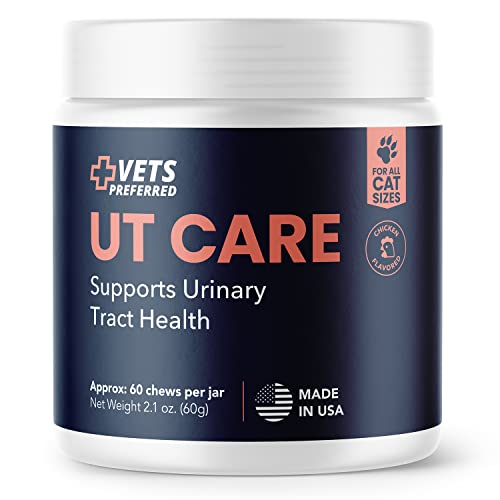 Vets Preferred Cat Urinary Tract Chews – UT Care Health Soft Chews – Supports Healthy Urinary Tract – Promotes Normal Bladder and Kidney Function - Chicken Flavored - for All Cat Sizes - 60 Count