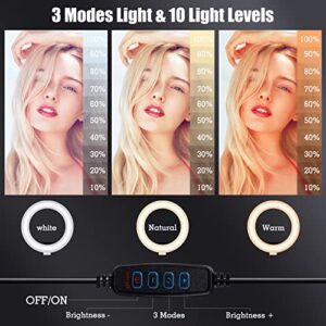 Selfie Ring Light with Stand and Phone Holder, 10'' Dimmable Desktop LED Circle Light for Laptop,Computer, Lighting Kit Gifts for Live Streaming/Laptop Video Conference/Chat/Makeup/YouTube/Tiktok/Vlog