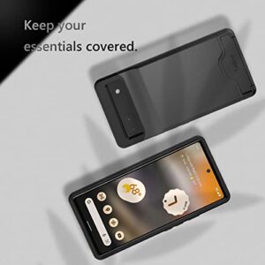 Teelevo Dual Layer Wallet Case for Google Pixel 6a (2022), Protective Case with 3-Card Storage for Google Pixel 6a - Black