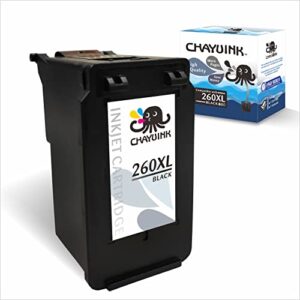 chayuink 260xl black ink cartridge replacement for canon pg 260 260-xl high yield inkjet printer cartridges compatible with pixma tr7020 ts5320 ts6420 (black-1pk)