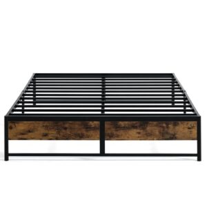 linsy living queen bed frame 14 inch 3 minutes fast assembly, metal heavy duty platform bed frame queen size with storage, noise free mattress foundation no box spring needed, black