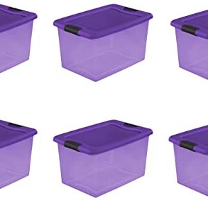 Sterilite 64 Qt lid Box, Pecos Tint base w/Royal Purple lid & Black latches