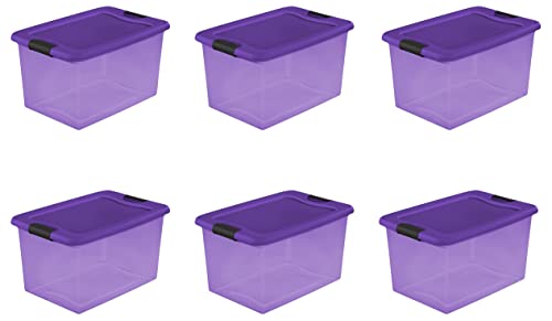 Sterilite 64 Qt lid Box, Pecos Tint base w/Royal Purple lid & Black latches