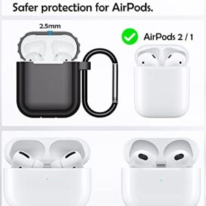 Eralierk [2 Pack] AirPods Silicone Protective Case Cover, with Keychain Compatible with Apple AirPods 2nd & 1st Generation, Front LED Visible (Black/Pink)