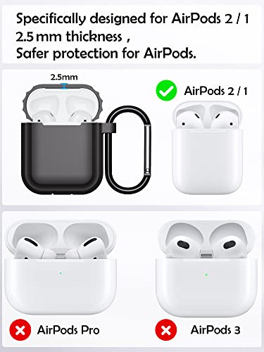 Eralierk [2 Pack] AirPods Silicone Protective Case Cover, with Keychain Compatible with Apple AirPods 2nd & 1st Generation, Front LED Visible (Black/Pink)