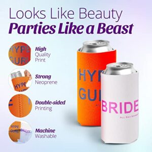 HYPE GURL Bachelorette Party Skinny Can Sleeves 11 Pack - Insulated Neoprene Drink Holders, Fit Slim Spiked Hard Seltzer Beer Cans Bridal Shower Decorations Supplies Favors - Neon