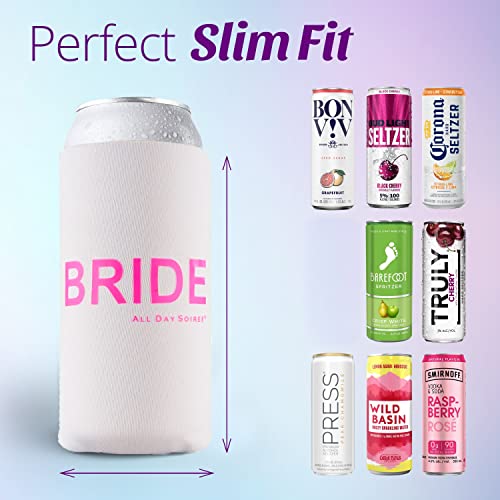 HYPE GURL Bachelorette Party Skinny Can Sleeves 11 Pack - Insulated Neoprene Drink Holders, Fit Slim Spiked Hard Seltzer Beer Cans Bridal Shower Decorations Supplies Favors - Neon