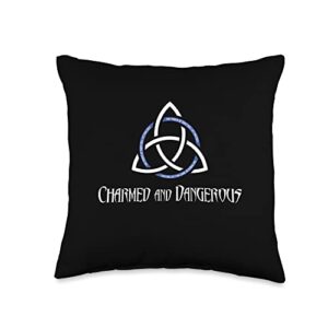 geek gear charmed and dangerous throw pillow, 16x16, multicolor