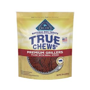 blue buffalo true chews premium grillers natural dog treats, steak 30 oz bag
