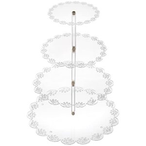 coloch 4-tier acrylic cupcake display stand for 45 cupcakes, clear round dessert pastry tower stand cake stand for birthday, wedding, party, buffet, cafe, bar decor, 6/8/10/12 inch