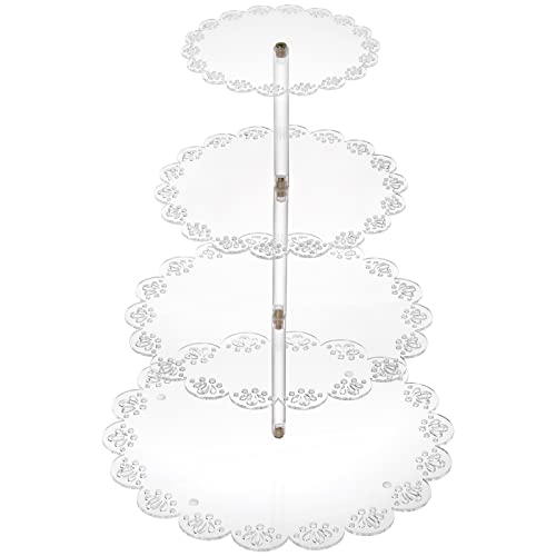 Coloch 4-Tier Acrylic Cupcake Display Stand for 45 Cupcakes, Clear Round Dessert Pastry Tower Stand Cake Stand for Birthday, Wedding, Party, Buffet, Cafe, Bar Decor, 6/8/10/12 Inch