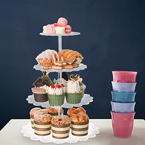 Coloch 4-Tier Acrylic Cupcake Display Stand for 45 Cupcakes, Clear Round Dessert Pastry Tower Stand Cake Stand for Birthday, Wedding, Party, Buffet, Cafe, Bar Decor, 6/8/10/12 Inch