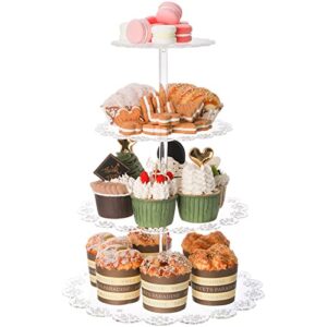 Coloch 4-Tier Acrylic Cupcake Display Stand for 45 Cupcakes, Clear Round Dessert Pastry Tower Stand Cake Stand for Birthday, Wedding, Party, Buffet, Cafe, Bar Decor, 6/8/10/12 Inch