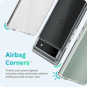 for Google Pixel 6a - JIC Bundle [4 in 1] - Slim Hybrid-Material Clear Case with Protective Airbag Corners + 2 Ultra Clear Tempered Glass Screen Protectors + 1 Screen Polishing Cloth