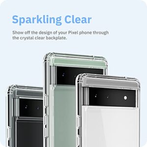 for Google Pixel 6a - JIC Bundle [4 in 1] - Slim Hybrid-Material Clear Case with Protective Airbag Corners + 2 Ultra Clear Tempered Glass Screen Protectors + 1 Screen Polishing Cloth