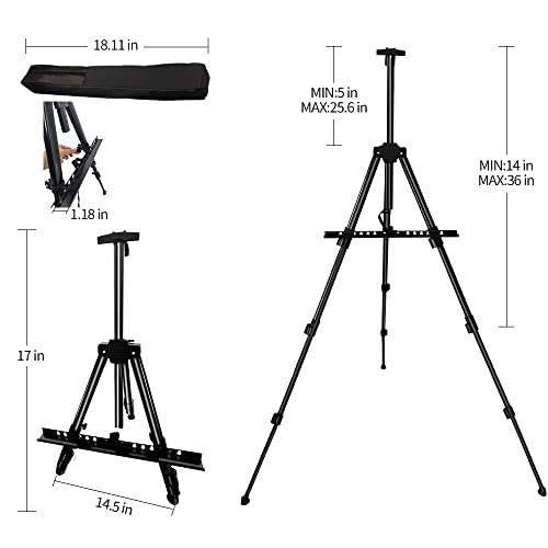 RRFTOK Artist Easel Stand, Adjustable Easel for Painting Canvases Height from 17 to 66 Inch,Carry Bag for Table-Top/Floor Drawing and Didplaying