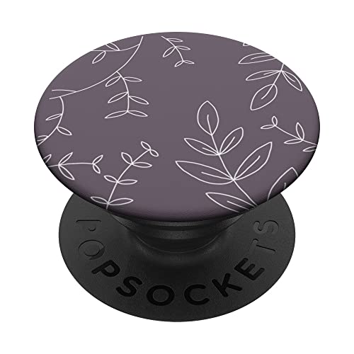 Lavender Purple / Dark Purple Hand Drawn Leaf Botanical PopSockets Standard PopGrip