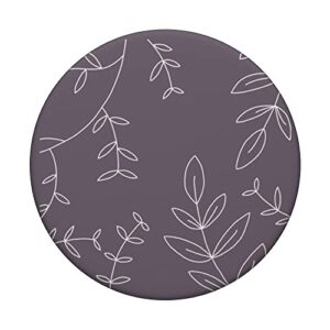 Lavender Purple / Dark Purple Hand Drawn Leaf Botanical PopSockets Standard PopGrip