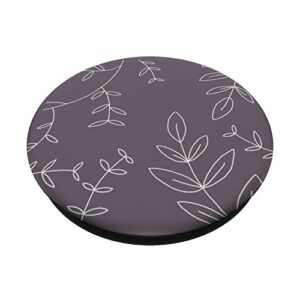 Lavender Purple / Dark Purple Hand Drawn Leaf Botanical PopSockets Standard PopGrip